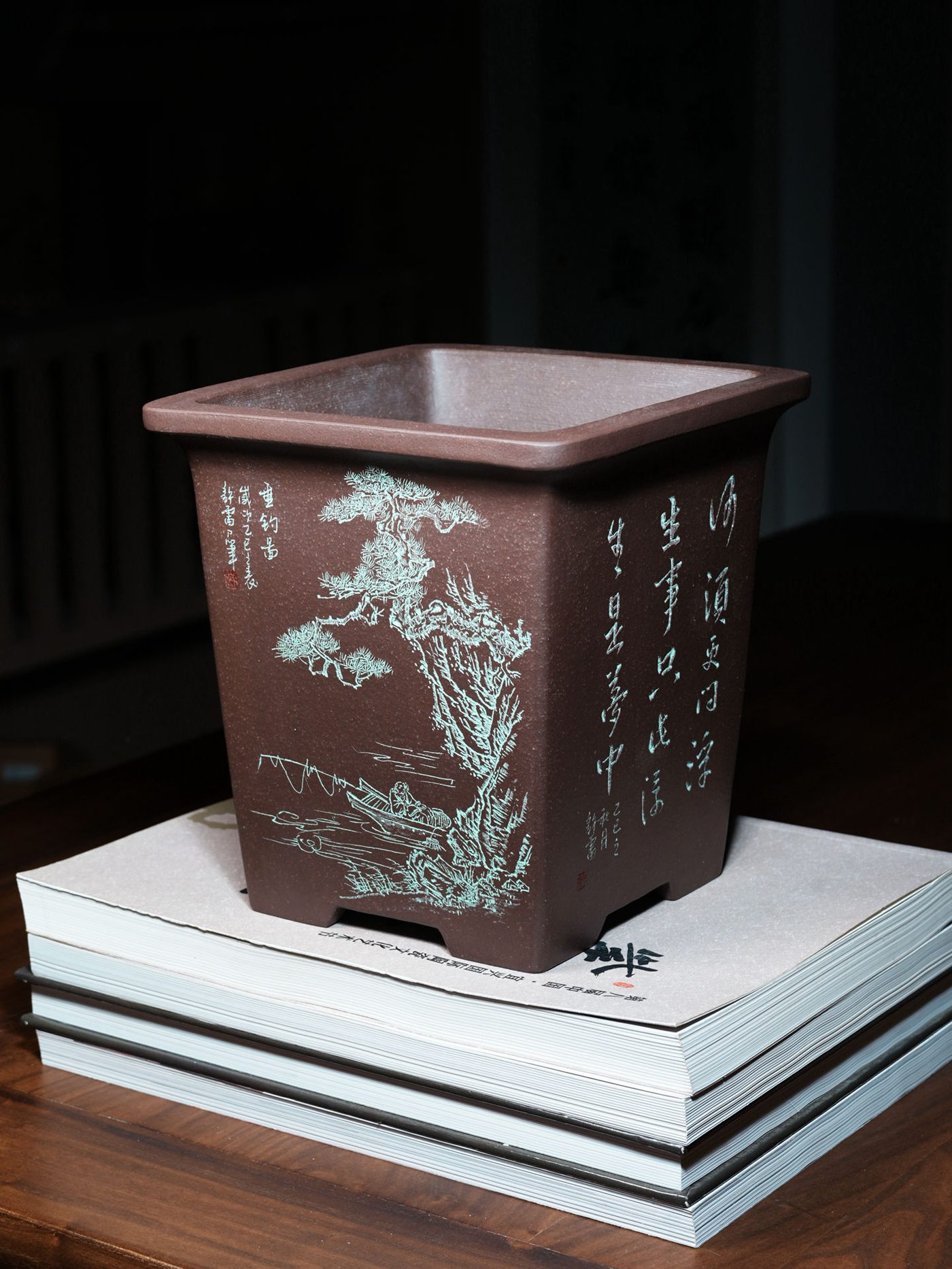宽口四方签筒 · 紫砂兰花盆 实拍角度2