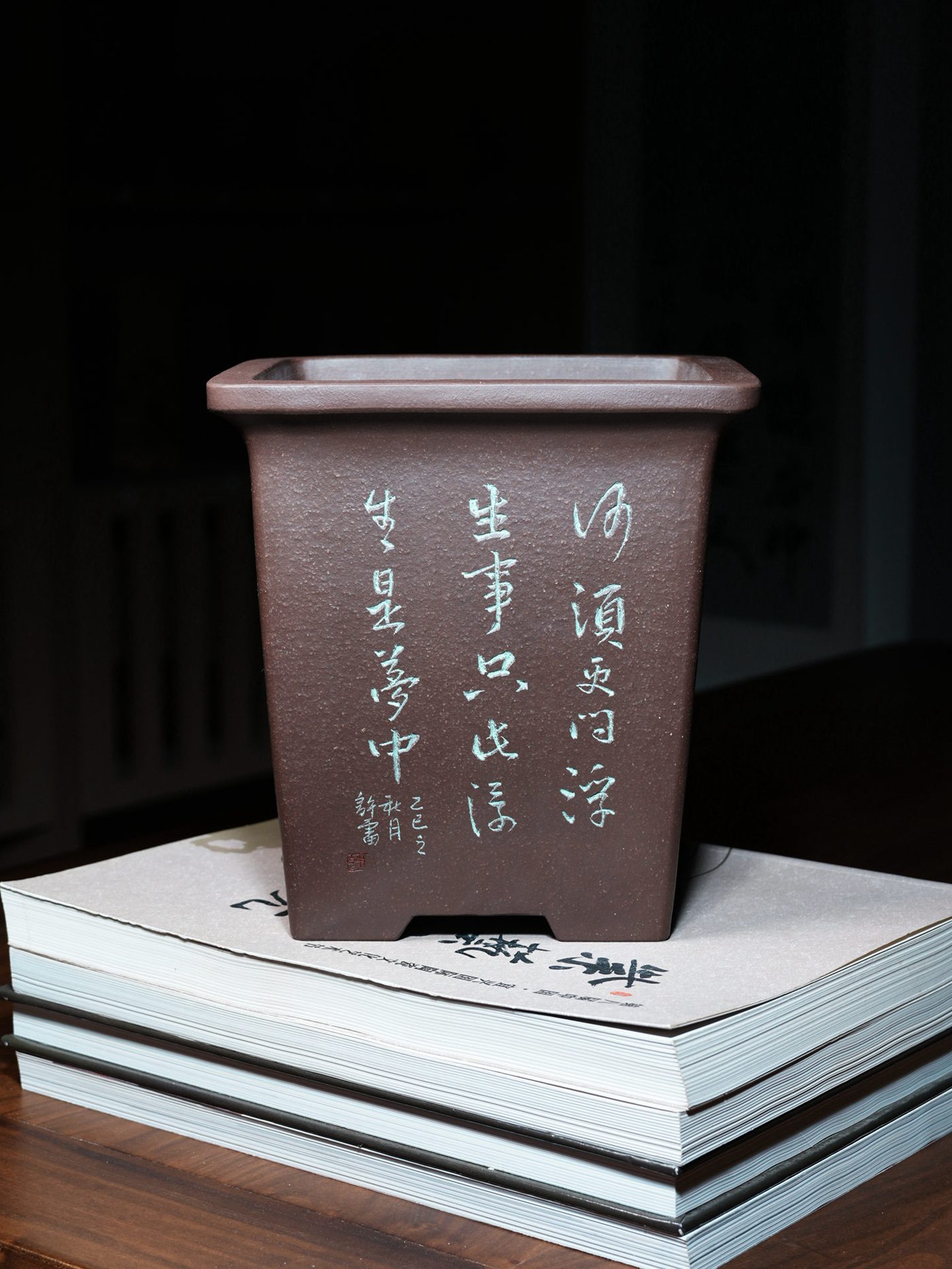 宽口四方签筒 · 紫砂兰花盆 实拍角度3