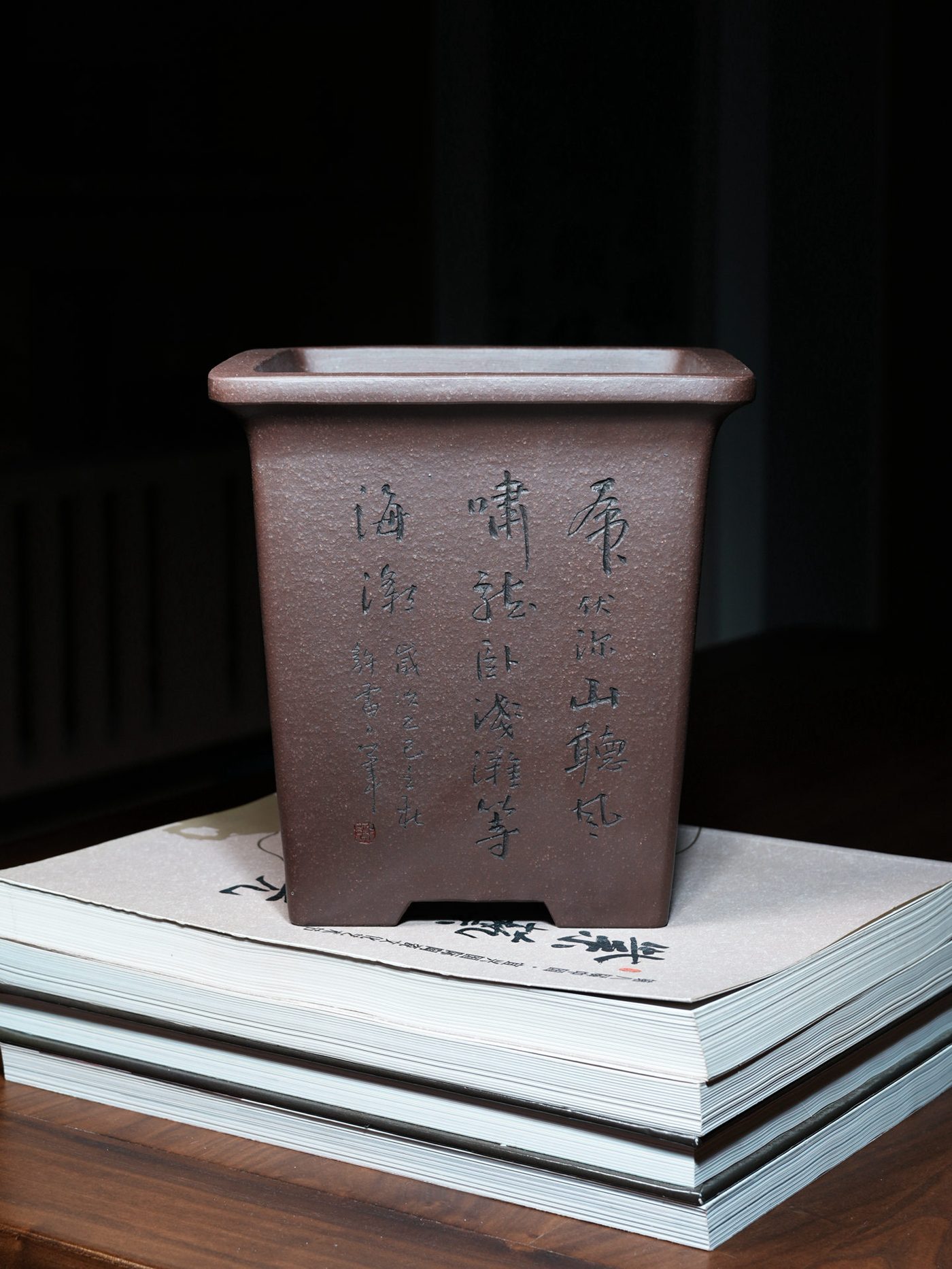宽口四方签筒 · 紫砂兰花盆 实拍角度3
