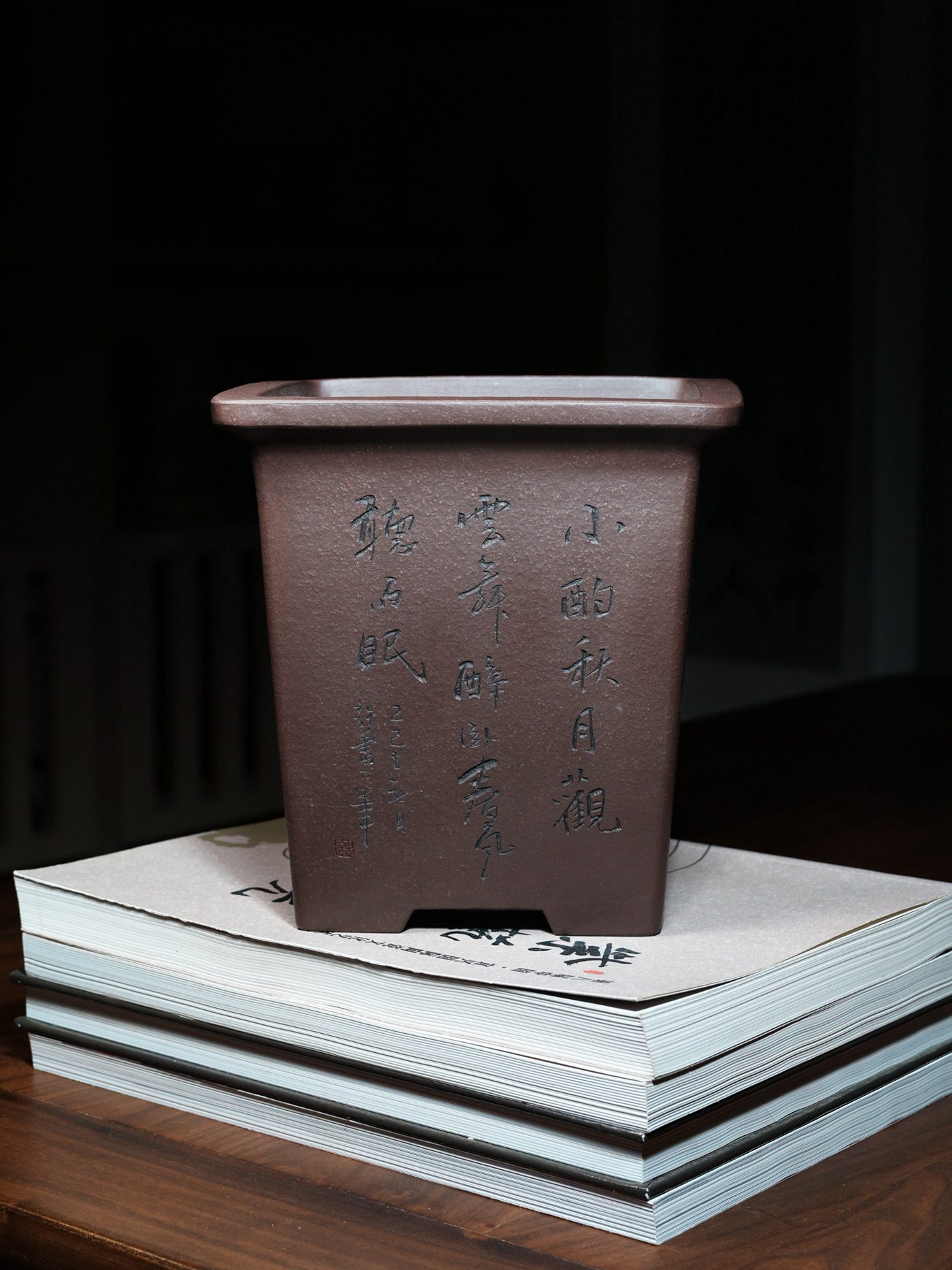 宽口四方签筒 · 紫砂兰花盆 实拍角度3