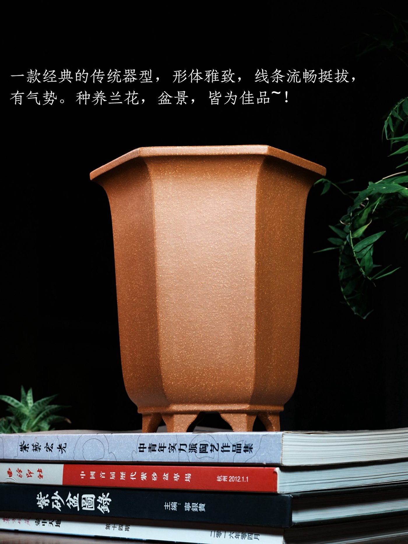 紫砂飘口六方金钟（彩凤） 实拍角度2