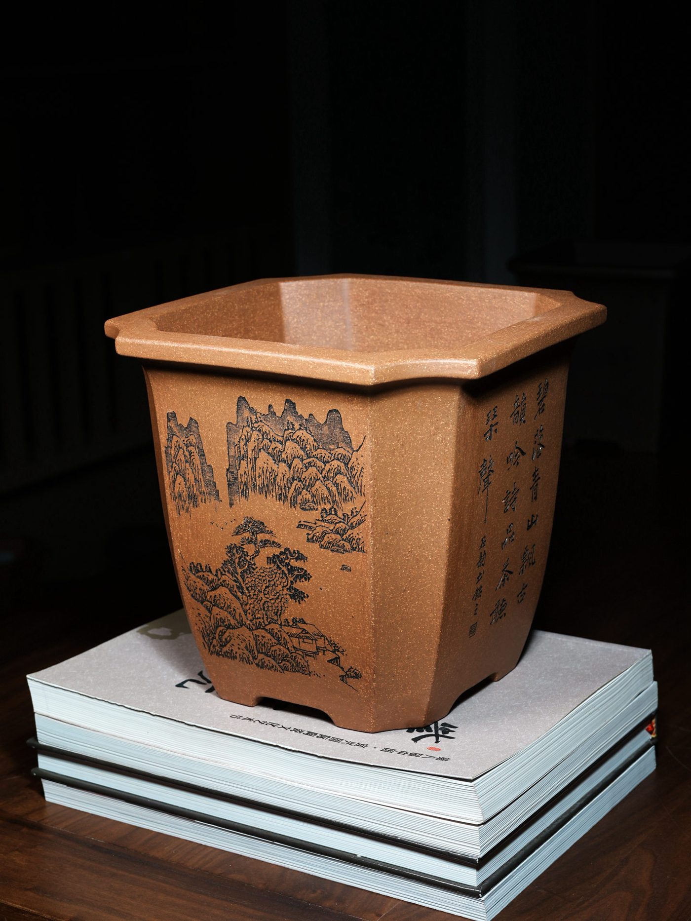 飘口切角四方 · 紫砂兰花盆 实拍角度2