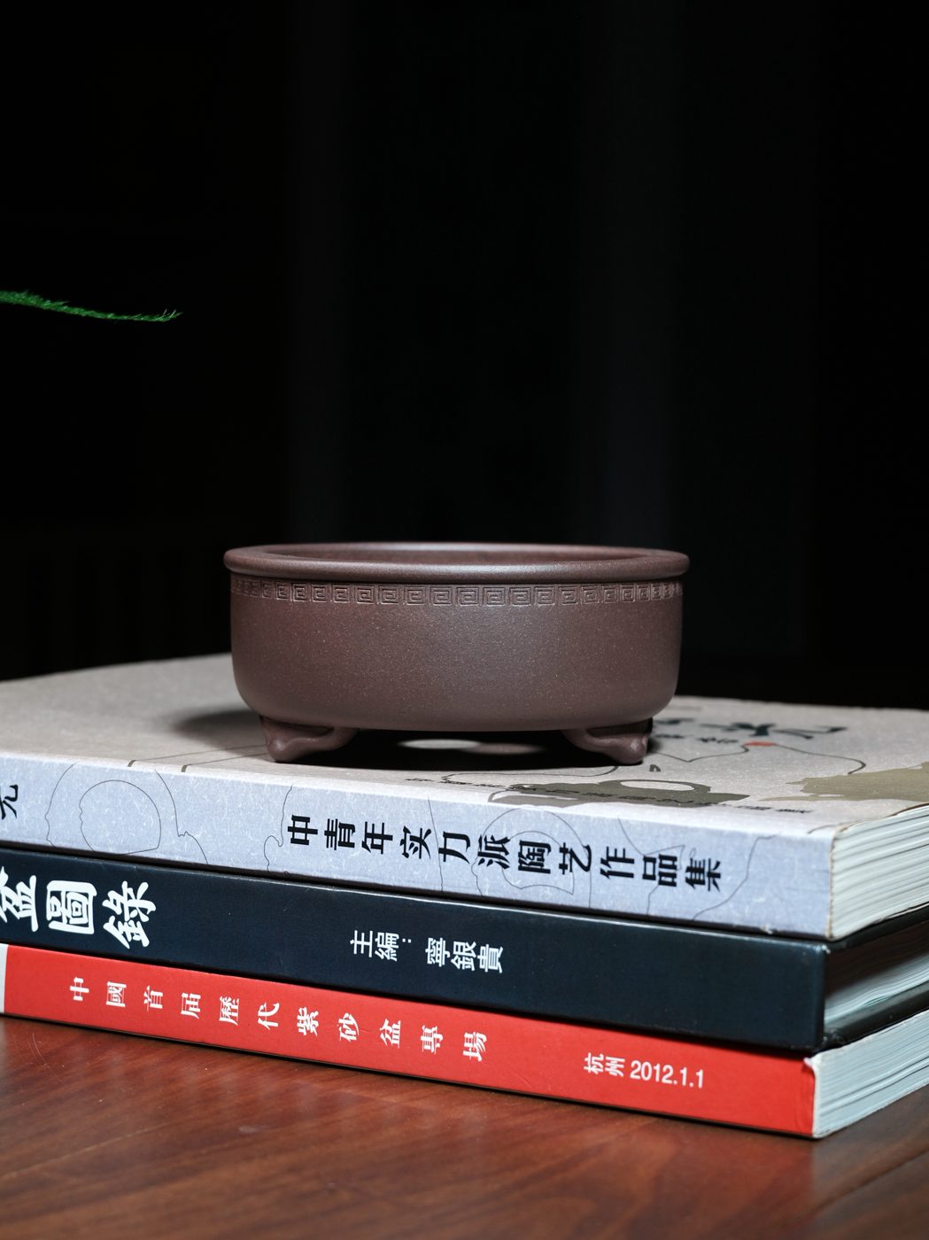 如意三足浅圆盆景盆