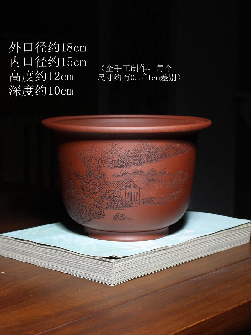 山水铃铛盆 尺寸图