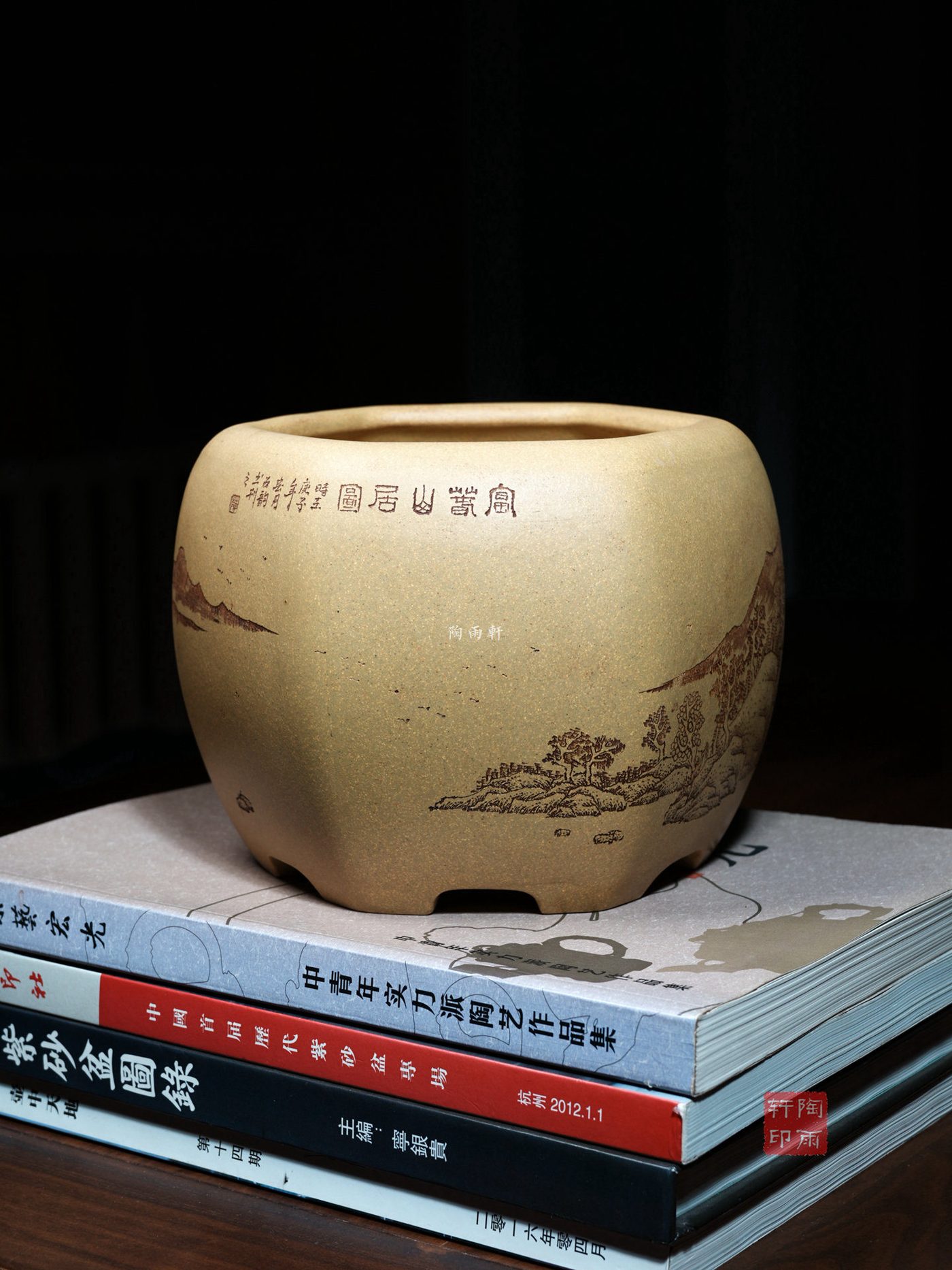 窝口六方鼓形盆 · 紫砂花盆 实拍角度4