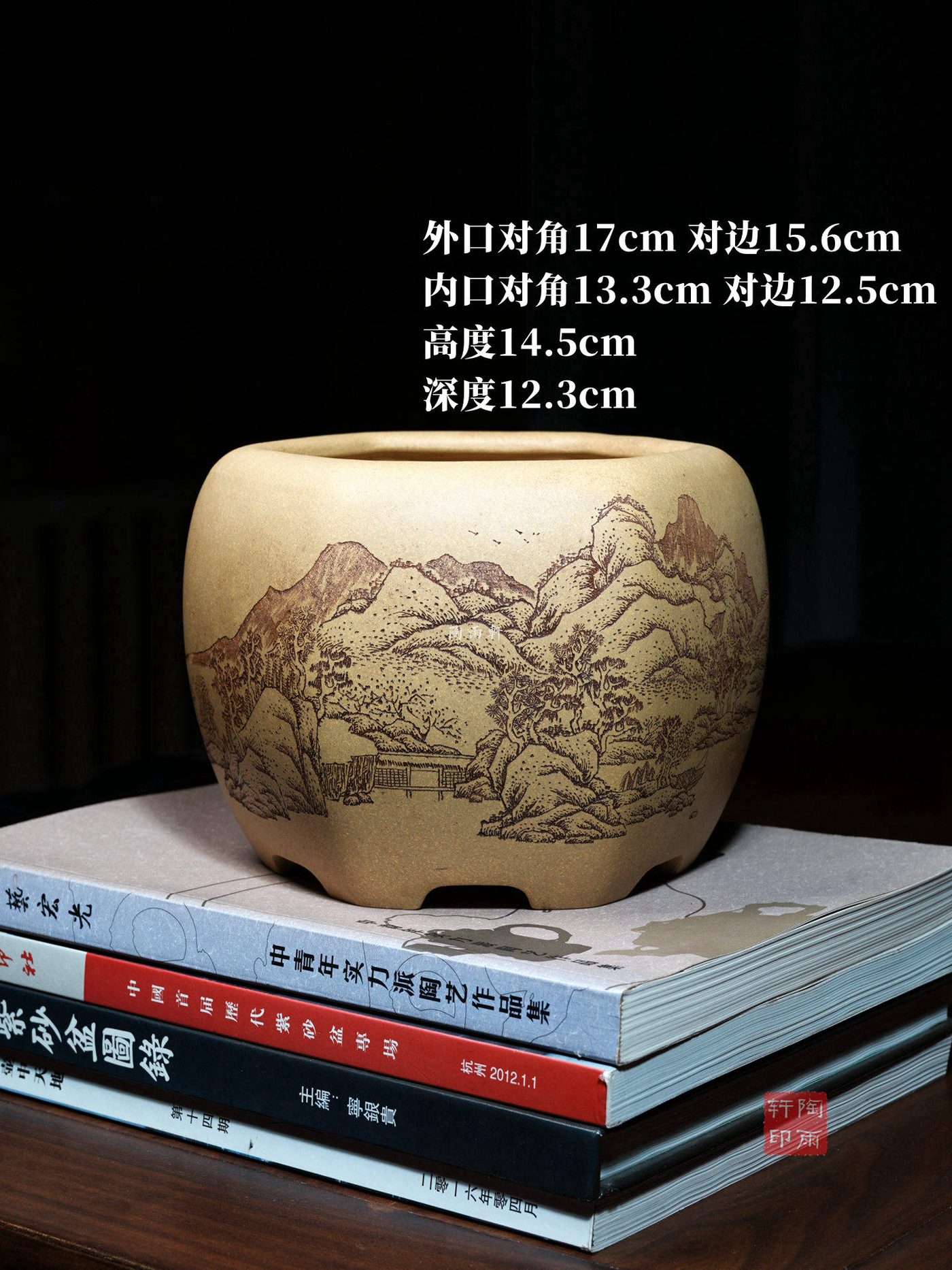 窝口六方鼓形盆 · 紫砂花盆 实拍角度5