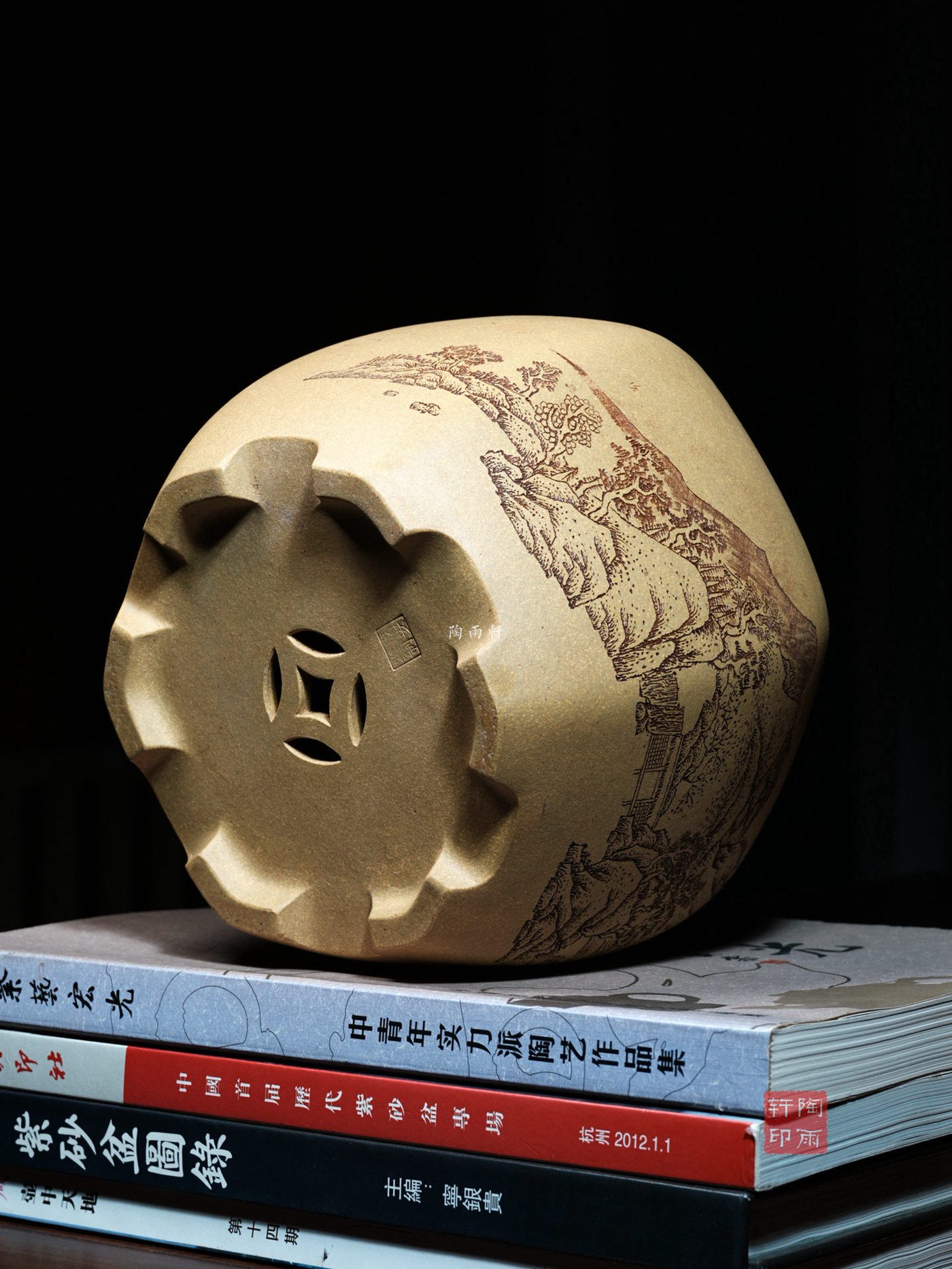 窝口六方鼓形盆 · 紫砂花盆 实拍角度9